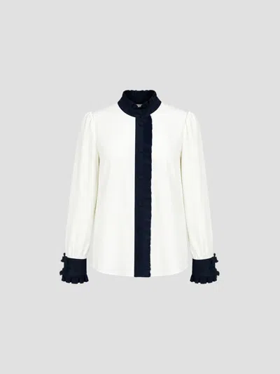 Vivetta Mandarin Collar Gripped Shirt In White Coconut Milk