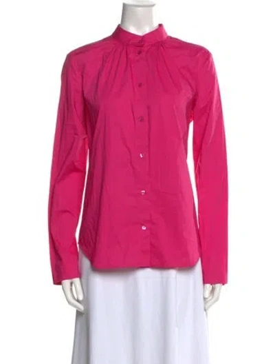 Pre-owned Vivetta Mock Neck Long Sleeve Button-up Top In Pink