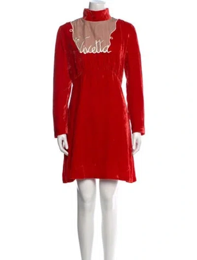 Pre-owned Vivetta Mock Neck Mini Dress In Red