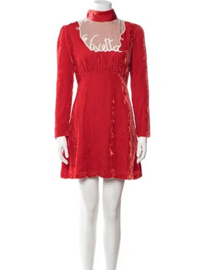 Pre-owned Vivetta Mock Neck Mini Dress In Red