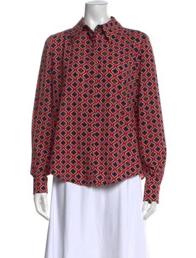 Pre-owned Vivetta Patterned Long Sleeve Blouse In Red