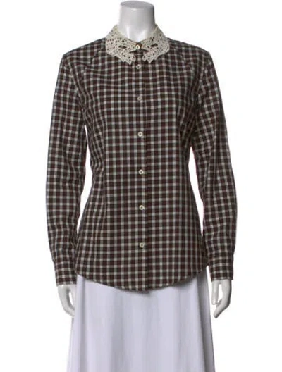 Pre-owned Vivetta Plaid Print Long Sleeve Blouse In Brown