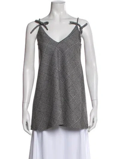 Pre-owned Vivetta Plaid Print V-neck Blouse W/ Tags In Silver