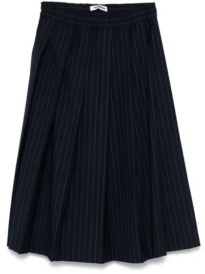 Vivetta Pleated Midi Skirt In Blue