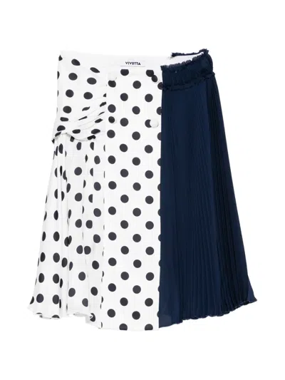 Vivetta Polka Dot Pleated Midi Skirt In White
