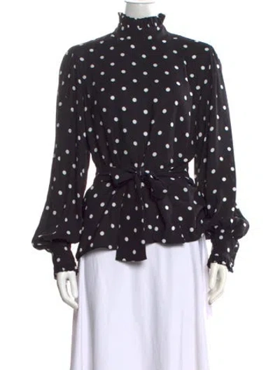 Pre-owned Vivetta Polka Dot Print Mock Neck Blouse In Black