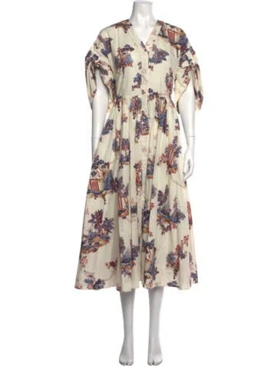 Pre-owned Vivetta Printed Long Dress In Neutrals
