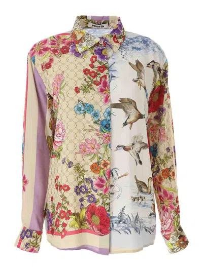 Vivetta Printed Satin Shirt In Neutral