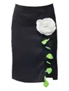 Vivetta Rose-embroidered Skirt In Black