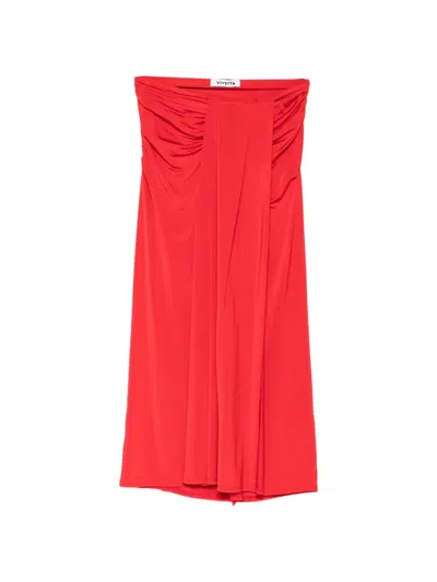 Vivetta Ruched Midi Skirt In Red