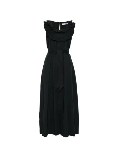 Vivetta Ruffled Belted Midi Dress In Black