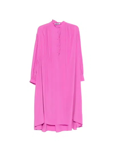 Vivetta Ruffled-trim Gathered Dress In Pink