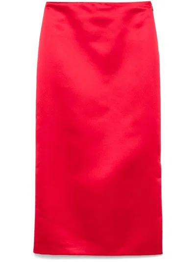 Vivetta Satin Midi Skirt In Red