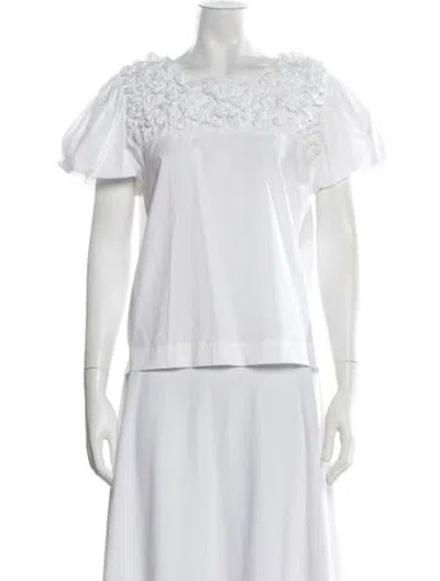 Pre-owned Vivetta Scoop Neck Short Sleeve Blouse In White