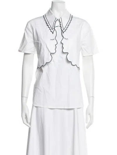 Pre-owned Vivetta Short Sleeve Top In White
