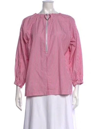 Pre-owned Vivetta Striped Crew Neck Blouse In Pink