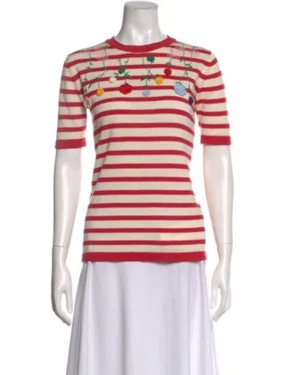 Pre-owned Vivetta Striped Crew Neck Top In Red