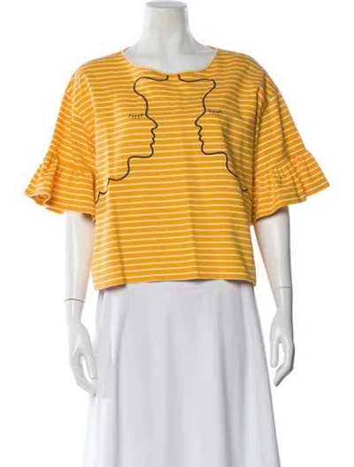 Pre-owned Vivetta Striped Crew Neck Top In Yellow