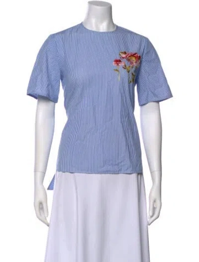 Pre-owned Vivetta Striped Crew Neck T-shirt In Blue