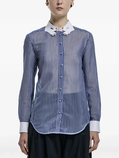 Vivetta Striped Embroidered-collar Shirt In Multi