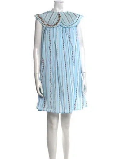 Pre-owned Vivetta Striped Mini Dress In Blue