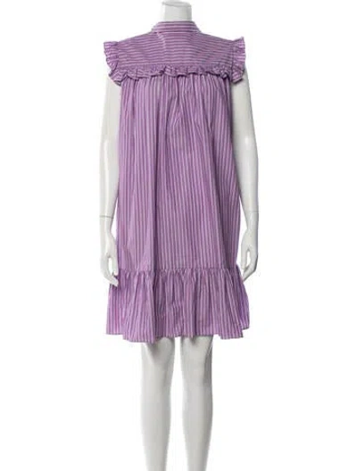 Pre-owned Vivetta Striped Mini Dress In Purple
