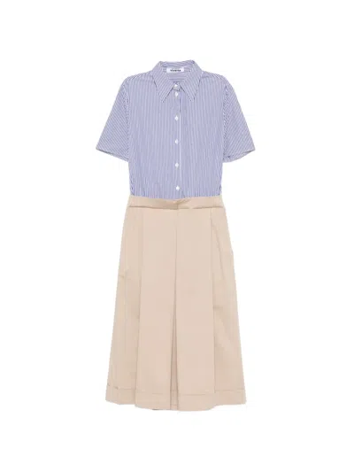 Vivetta Striped Pleated Midi Dress In Multi