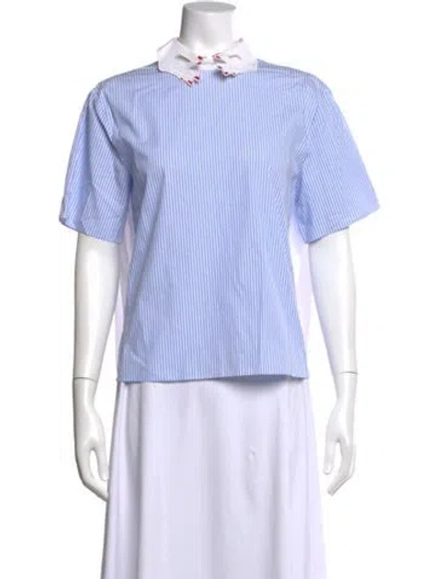Pre-owned Vivetta Striped Short Sleeve Blouse In Blue
