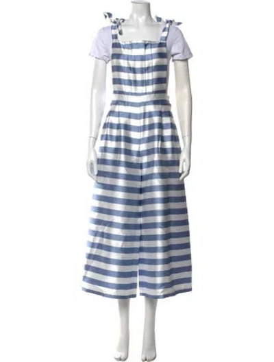 Pre-owned Vivetta Striped Square Neckline Jumpsuit In White