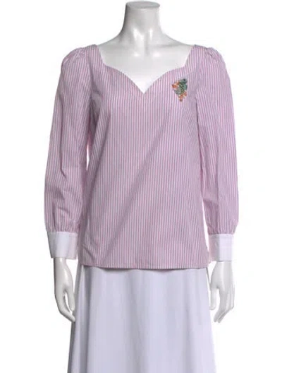 Pre-owned Vivetta Striped V-neck Blouse In Purple