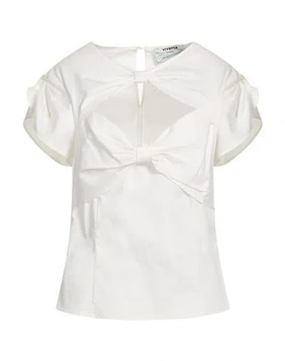 Vivetta Sustainable Woman Top Off White Size 8 Cotton, Elastane