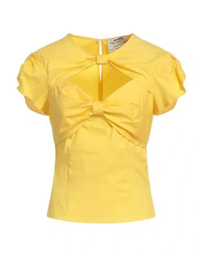 Vivetta Sustainable Woman Top Yellow Size 6 Cotton, Elastane