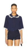 Vivetta Tie Boxy Shirt In Navy