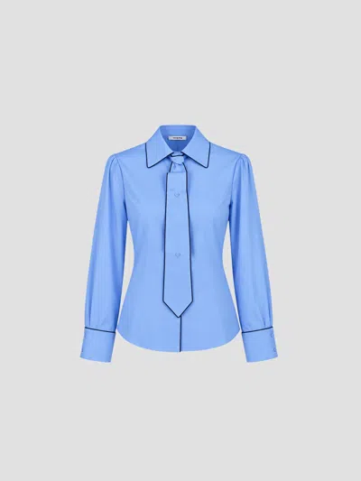 Vivetta Tie-collar Cotton Shirt In Kentucky Blue