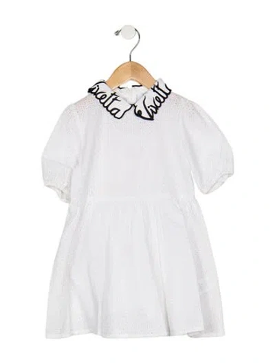 Pre-owned Vivetta Babies' Toddler Girls Branded Embroidered Dress In White