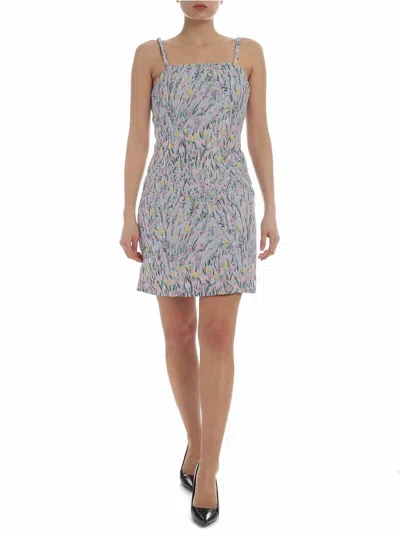 Vivetta Cento Sheath Dress With Embroidered Flowers In Azul Claro