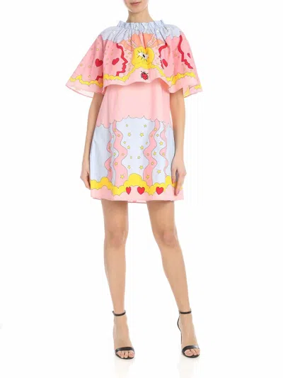 Vivetta Macerata Dress In Pink With Multicolor Prints In Rosado