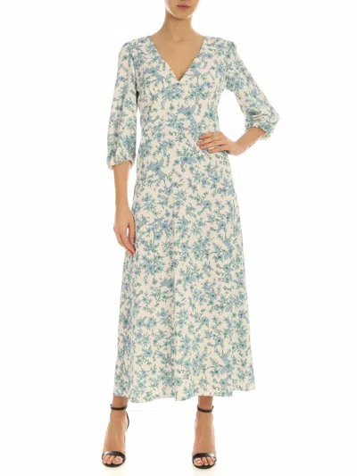 Vivetta Floral Print Dress In White In Blanco