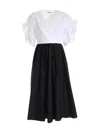 Vivetta Butterfly Patch Dress In Black And White In Blanco