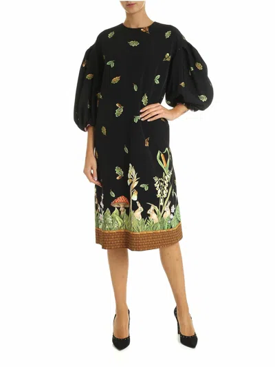 Vivetta Forest Print Dress In Black In Negro