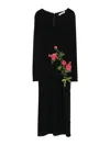Vivetta Floral Embroidered Long-sleeved Midi Dress In Black