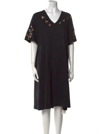 Pre-owned Vivetta V-neck Midi Length Dress In Black