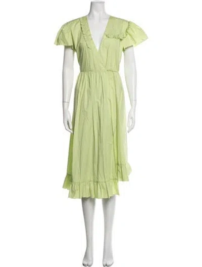 Pre-owned Vivetta V-neck Midi Length Dress In Green