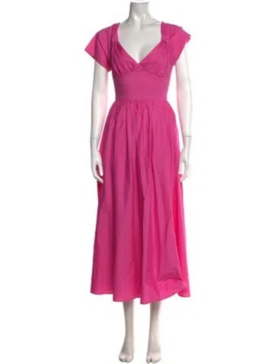 Pre-owned Vivetta V-neck Midi Length Dress W/ Tags In Pink