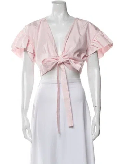 Pre-owned Vivetta V-neck Short Sleeve Crop Top In White