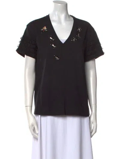 Pre-owned Vivetta V-neck Short Sleeve T-shirt In Black