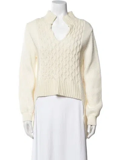 Pre-owned Vivetta V-neck Sweater In White
