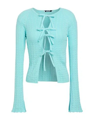 Vivetta Woman Cardigan Turquoise Size L Cotton In Blue