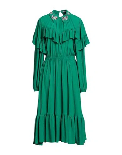 Vivetta Woman Midi Dress Emerald Green Size 6 Acetate, Silk, Glass, Pvc - Polyvinyl Chloride, Brass