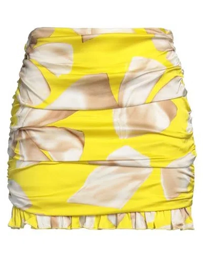 Vivetta Woman Mini Skirt Yellow Size 8 Viscose, Elastane